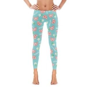 Alba Paris Women's S Small Multicolor Vegan Piggy Print High-Waist Yoga Leggings
